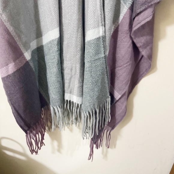 Woolrich Womens Gray Purple Striped Shaw One Size Winter - Picture 6 of 7